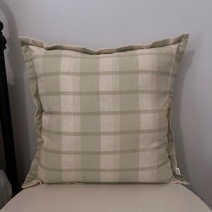 Plaid Throw Pillow in Green and Cream